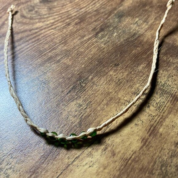 Adjustable Bohemian Friendship Bracelet with Green Glass Beads - Picture 5 of 10